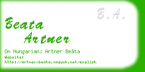 beata artner business card