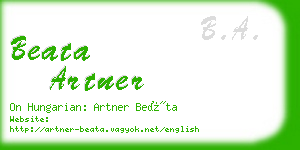 beata artner business card